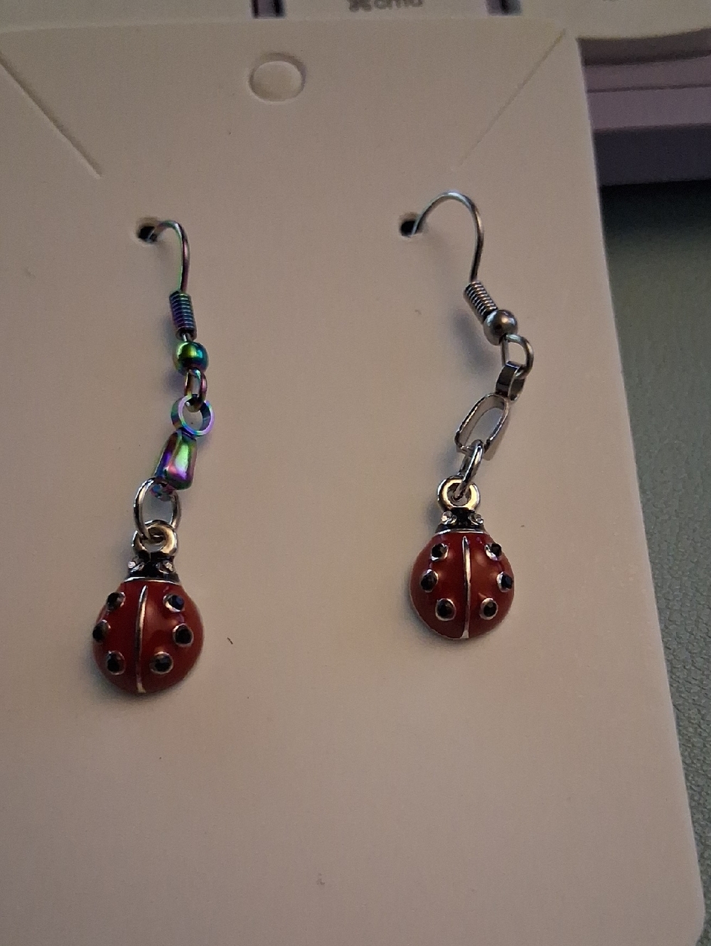 Red Ladybug Dangle Earrings